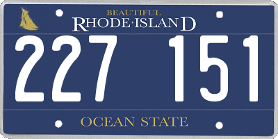 RI license plate 227151