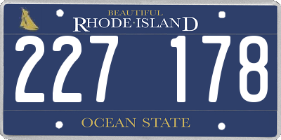 RI license plate 227178