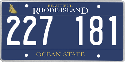 RI license plate 227181