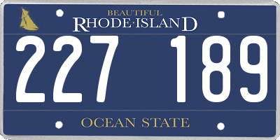 RI license plate 227189