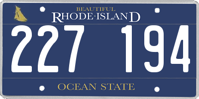 RI license plate 227194