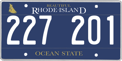RI license plate 227201