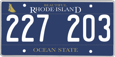 RI license plate 227203