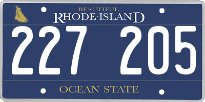 RI license plate 227205
