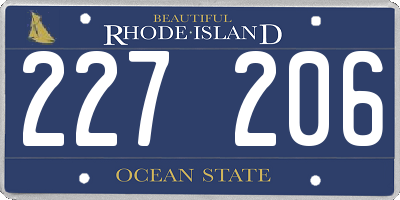 RI license plate 227206