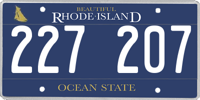 RI license plate 227207