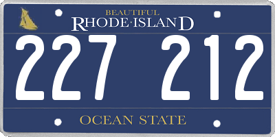 RI license plate 227212