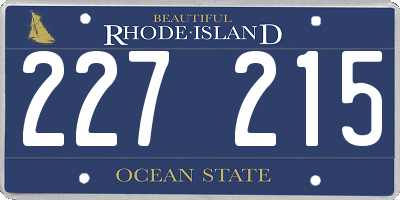 RI license plate 227215