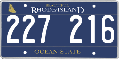 RI license plate 227216