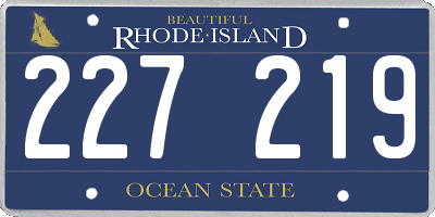 RI license plate 227219