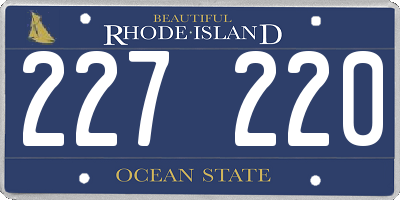 RI license plate 227220