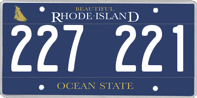 RI license plate 227221