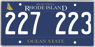 RI license plate 227223