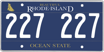 RI license plate 227227