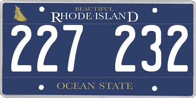 RI license plate 227232