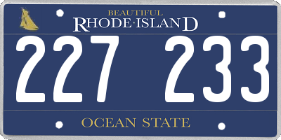 RI license plate 227233