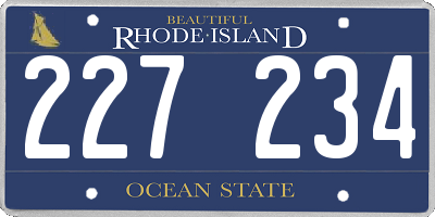 RI license plate 227234