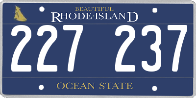 RI license plate 227237