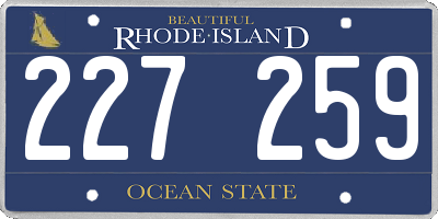 RI license plate 227259