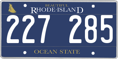 RI license plate 227285