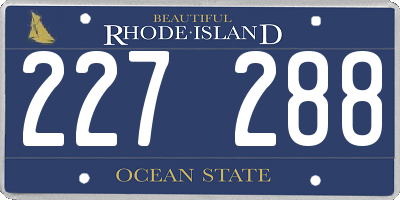 RI license plate 227288