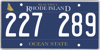 RI license plate 227289
