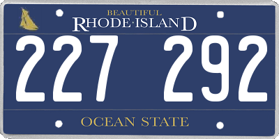 RI license plate 227292