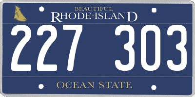RI license plate 227303