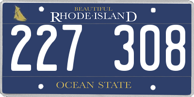 RI license plate 227308