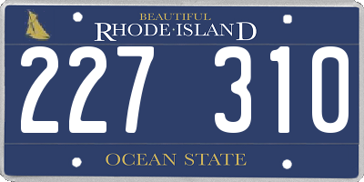 RI license plate 227310