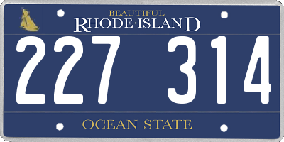 RI license plate 227314
