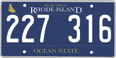 RI license plate 227316