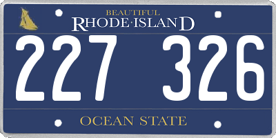 RI license plate 227326