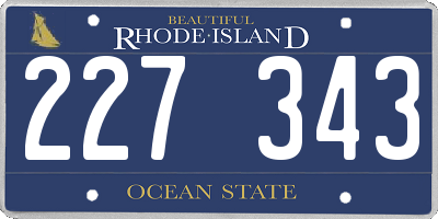 RI license plate 227343