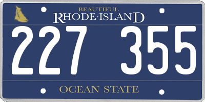 RI license plate 227355