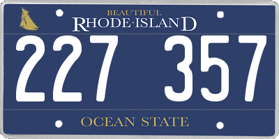 RI license plate 227357
