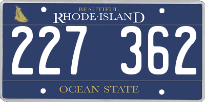 RI license plate 227362
