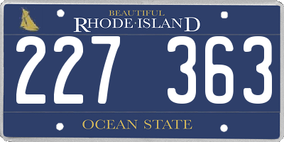 RI license plate 227363