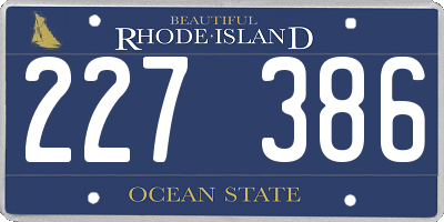 RI license plate 227386