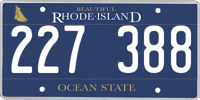RI license plate 227388