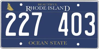 RI license plate 227403