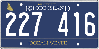 RI license plate 227416