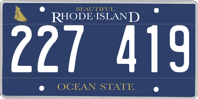 RI license plate 227419