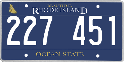 RI license plate 227451