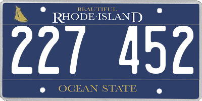 RI license plate 227452
