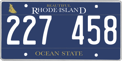 RI license plate 227458