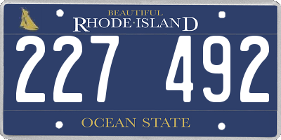 RI license plate 227492