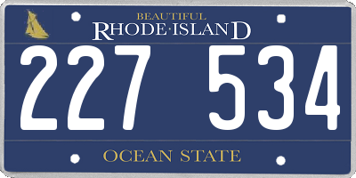 RI license plate 227534