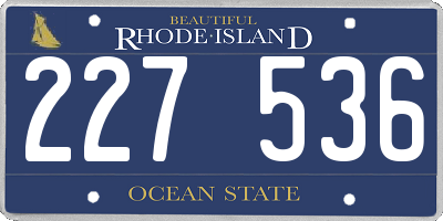 RI license plate 227536