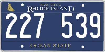 RI license plate 227539